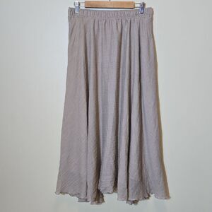 Peach Tan Pull On Maxi Skirt Size L Full Flowy Neutral Minimalist